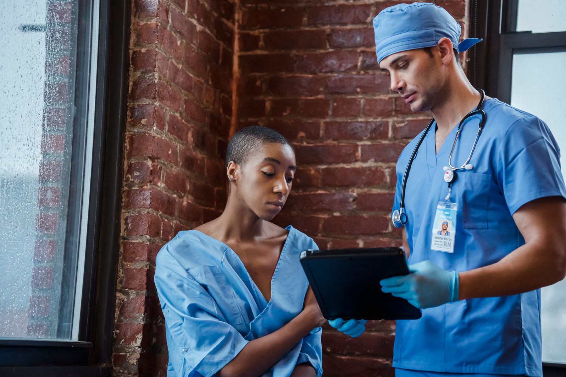Patient discussing a diagnostic test with a clinician