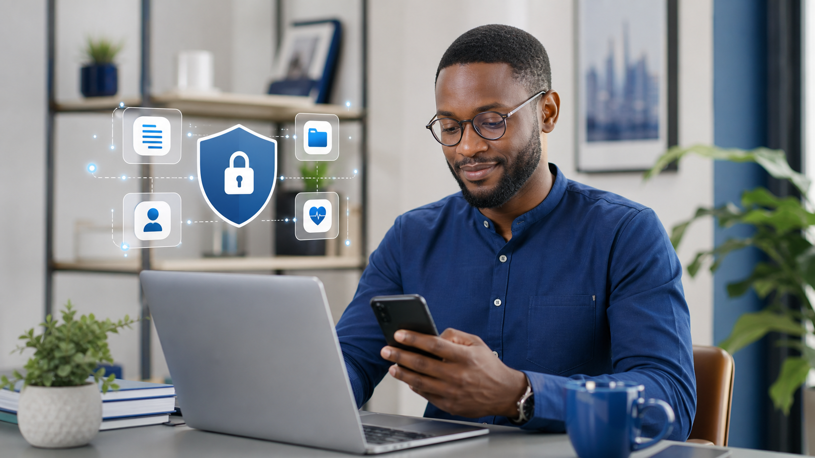 Black African patient reviewing secure health records on MyDoctor24
