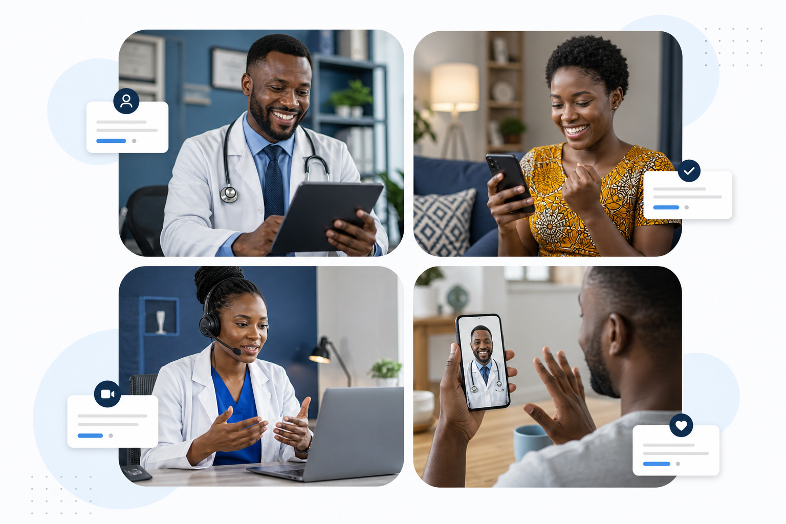 Black doctors and patients using MyDoctor24 virtual healthcare tools