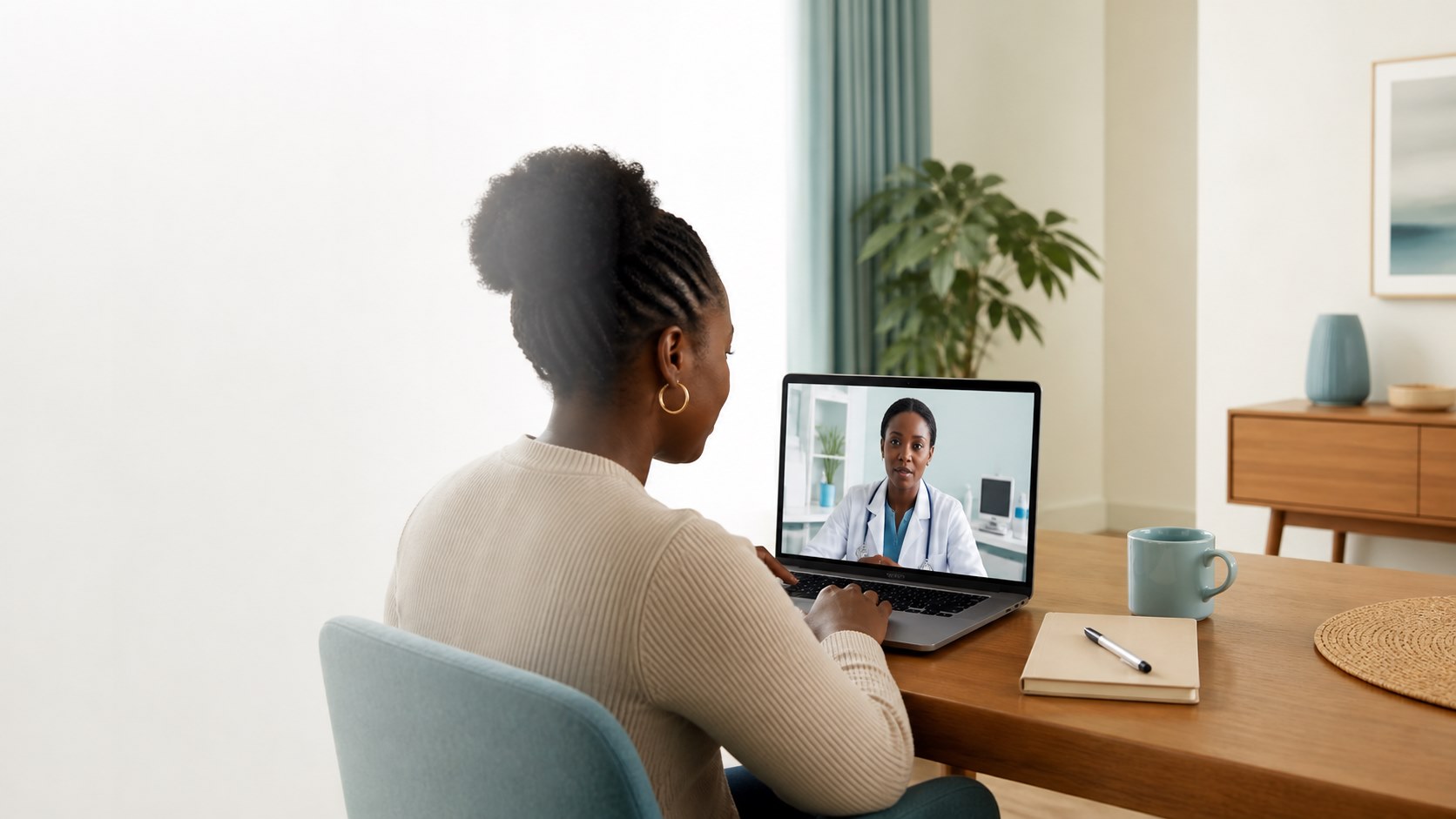 Patient using MyDoctor24 for an online healthcare consultation